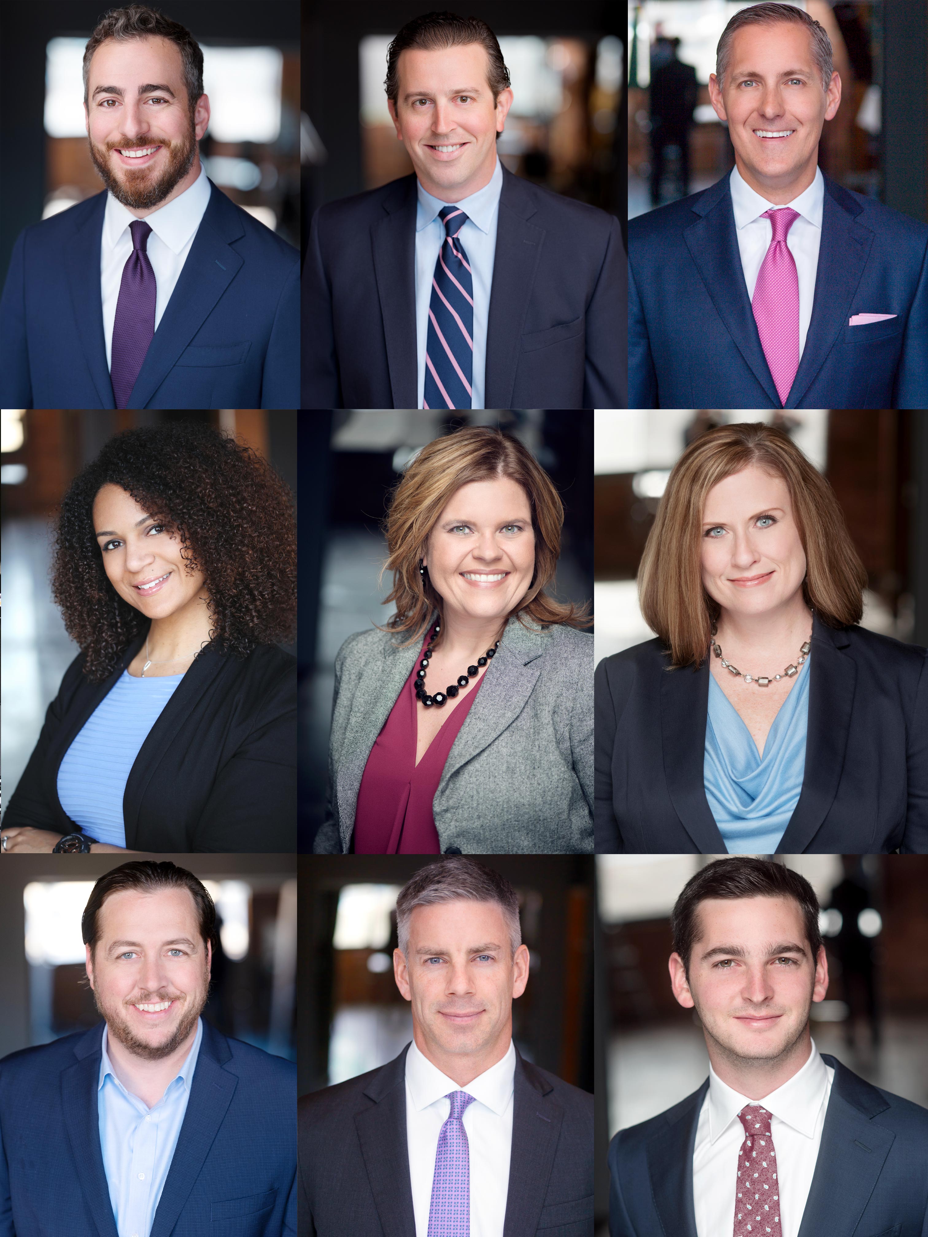 Collage of headshots featuring highly educated and well-dressed business professionals, set against an out-of-focus background with shallow depth of field